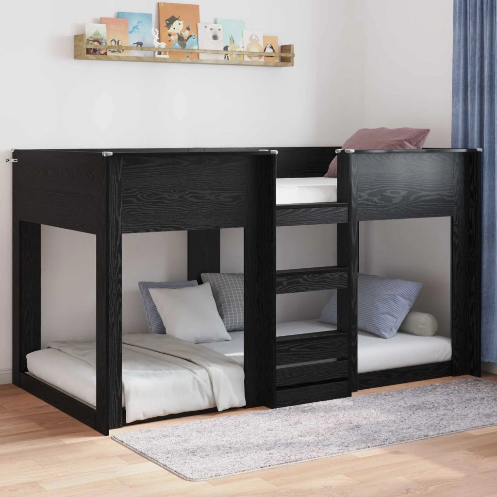 Struttura letto a terra Rovere Nero 90 x 200 cm 893541