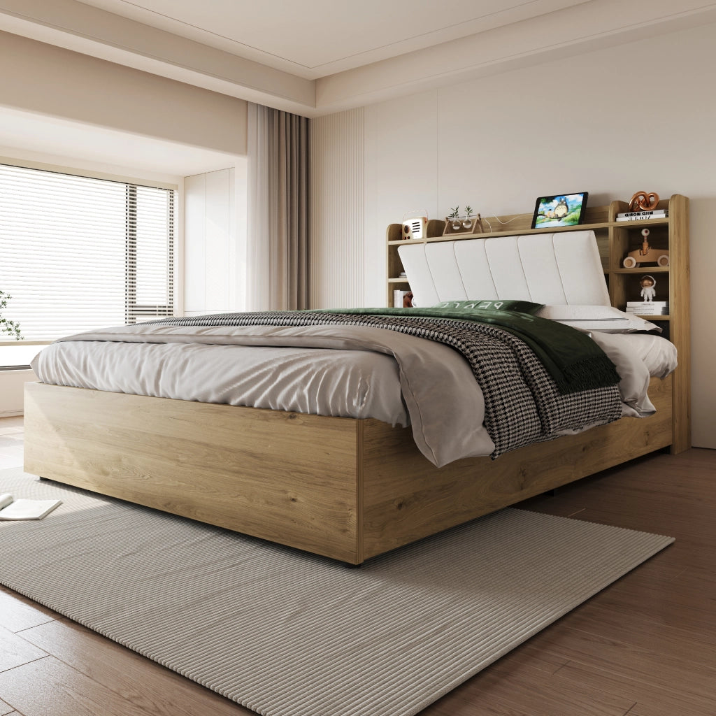 Letto Contenitore in Legno con USB ¨C MINIMAL ¨C Matrimoniale 180x200