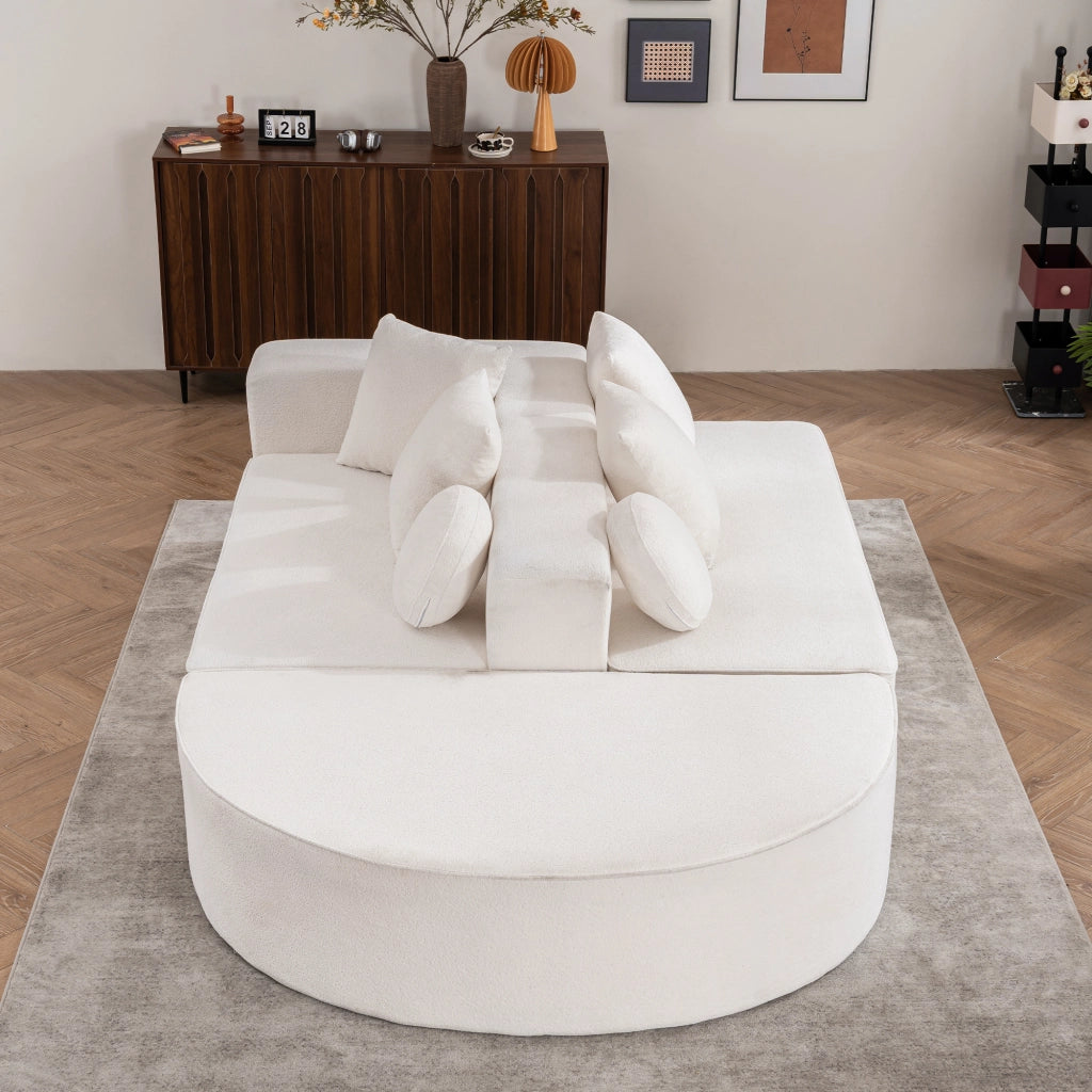 DIVANO modulare senza montaggio 263x171x66 cm Chenille bianco