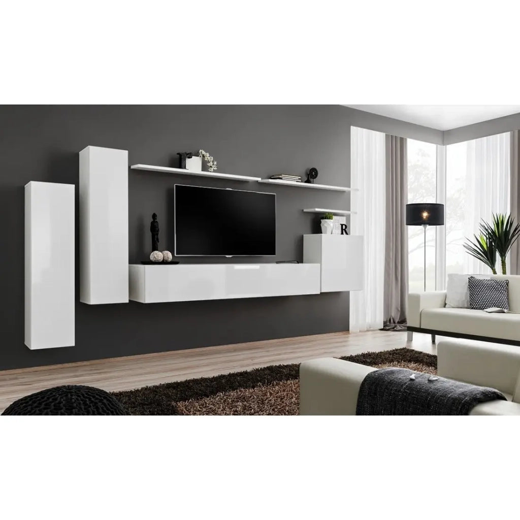 Set di mobili da salotto collezione SWITCH I design. Colore bianco lucido.