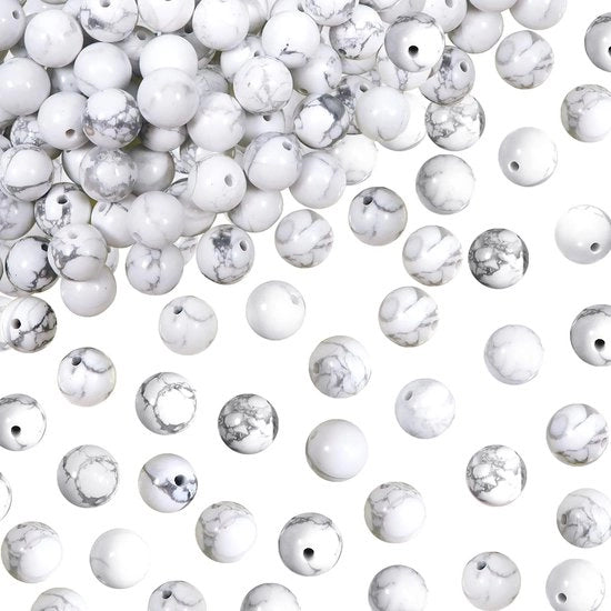 Kralen 10 mm - Bianco Turqueso - 25 Pezzi - Kralen Sferiche - Creazione Gioielli - Pietre Naturali - Kralen per Gioielli