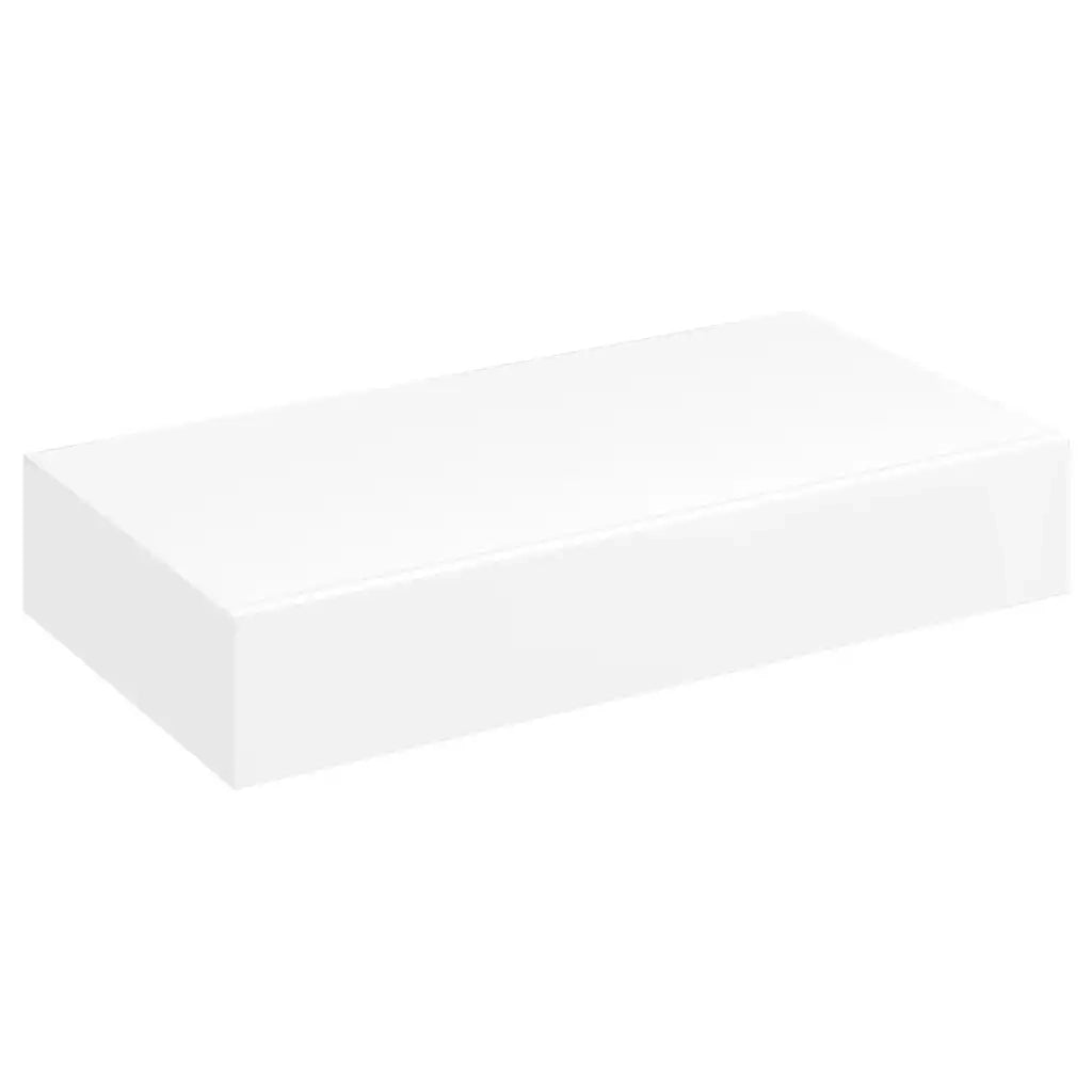 Mensola per Pareti con Cassetto Bianco MDF per Libri/DVD cod mxl 33428
