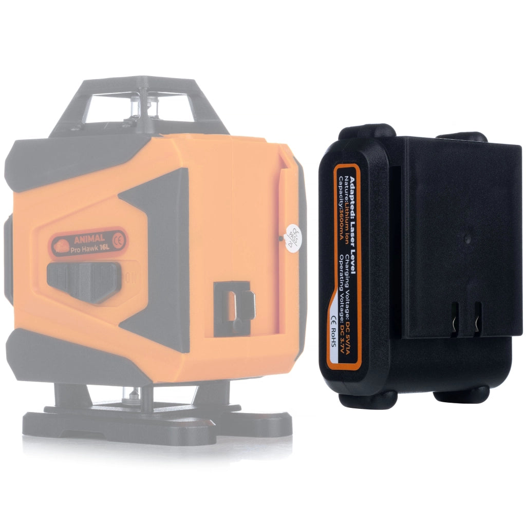 Batteria Li-Ion 3600 mAh per Livella Laser | 3.7V, USB 5V/1A | Certificazione CE e RoHS