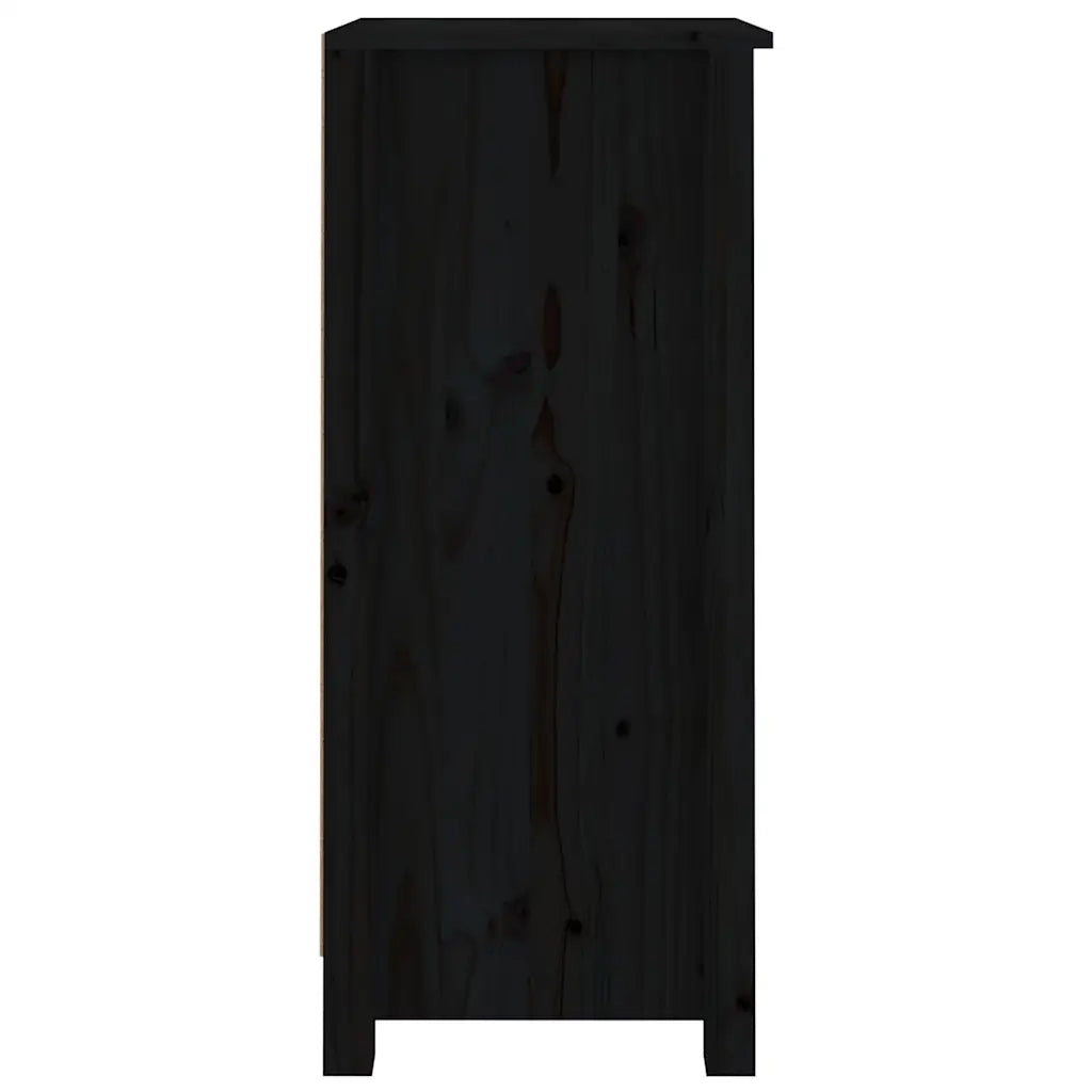 Credenze 2 pz | Madia | Buffet da pranzo | Armadio da pranzo Nere 40x35x80 cm in Legno Massello di Pino