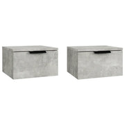 Set di 2 Comodini | Armadio da Notte | Mobiletto da notte a Muro Grigio Cemento 34x30x20 cm