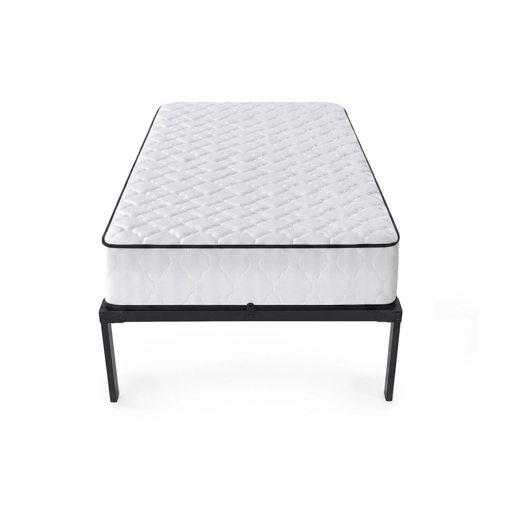 Struttura Letto Pieghevole in Metallo con Materasso Rete a Doghe 90x190 cm Nero Letto per Ospiti 6 Gambe 10 Doghe