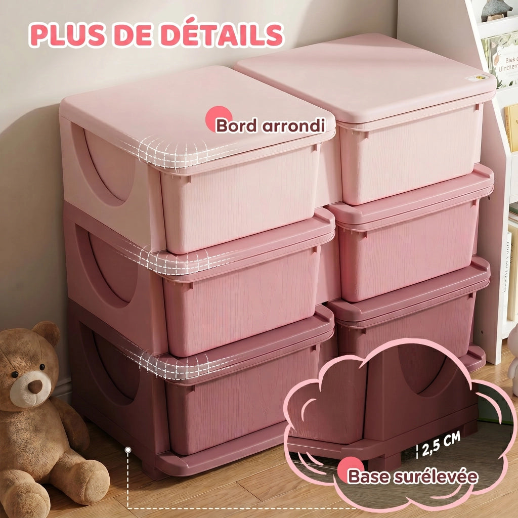 Cassettiera per Bambini con 3 Cassetti ¨C zephmum ¨C Rosa