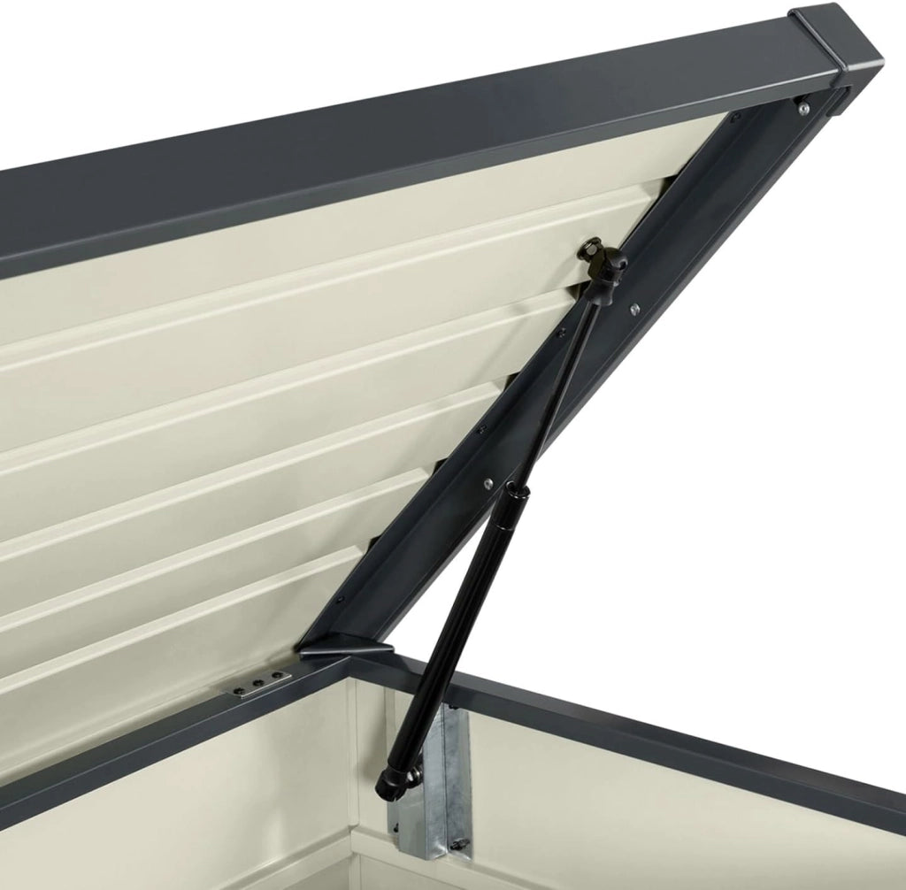 Baule Contenitore Metallico con Serratura Grigio Antracite per Giardino 350L