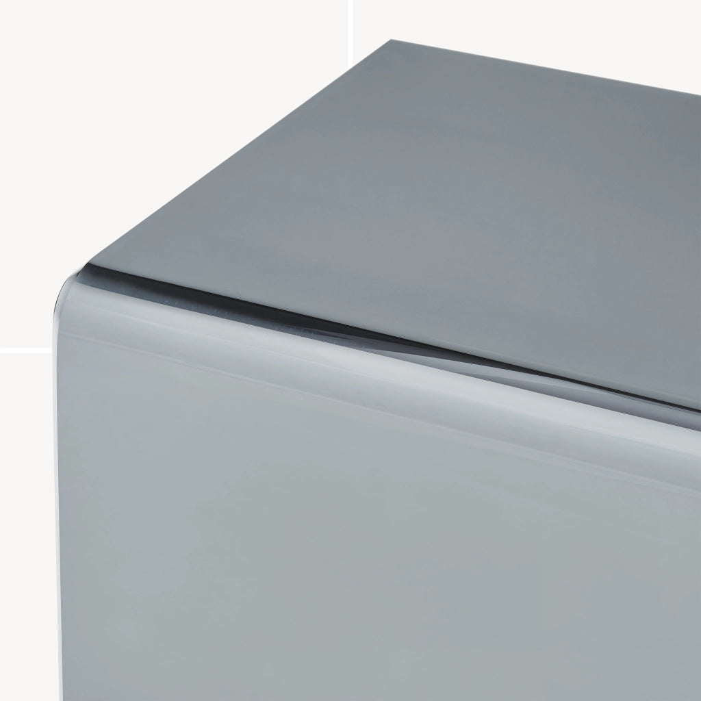 Tavolino Laterale Trölmapilu a Forma di C in Vetro 60 x 40 x 40 cm - Grigio [en.casa]