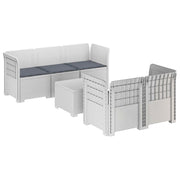Divano da Giardino 5 Posti con Cuscini Stile Rattan PP Bianco 3443901