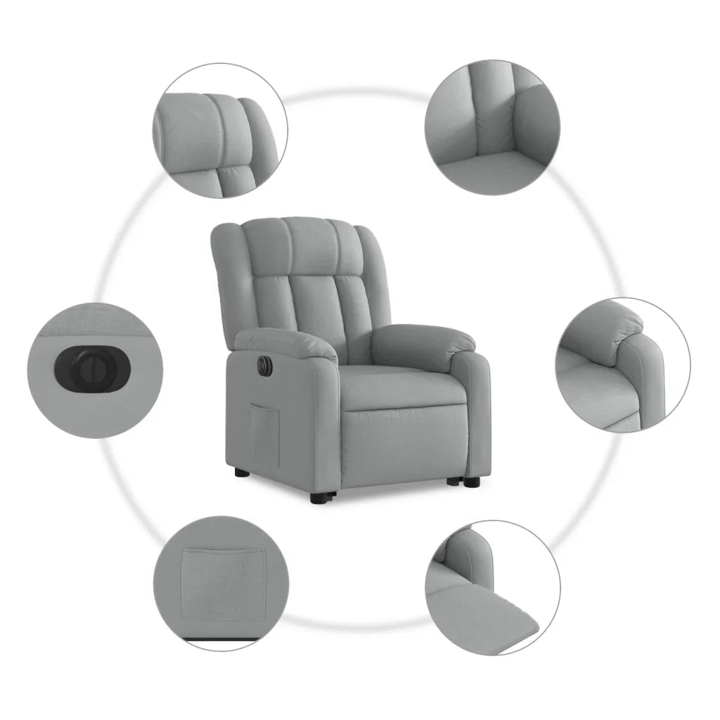 Poltrona Reclinante Alzapersona Elettrica Grigio Chiaro Tessuto 3205340