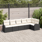 Set di Divani da Giardino 6 Pezzi con Cuscini Nero Polyrattan