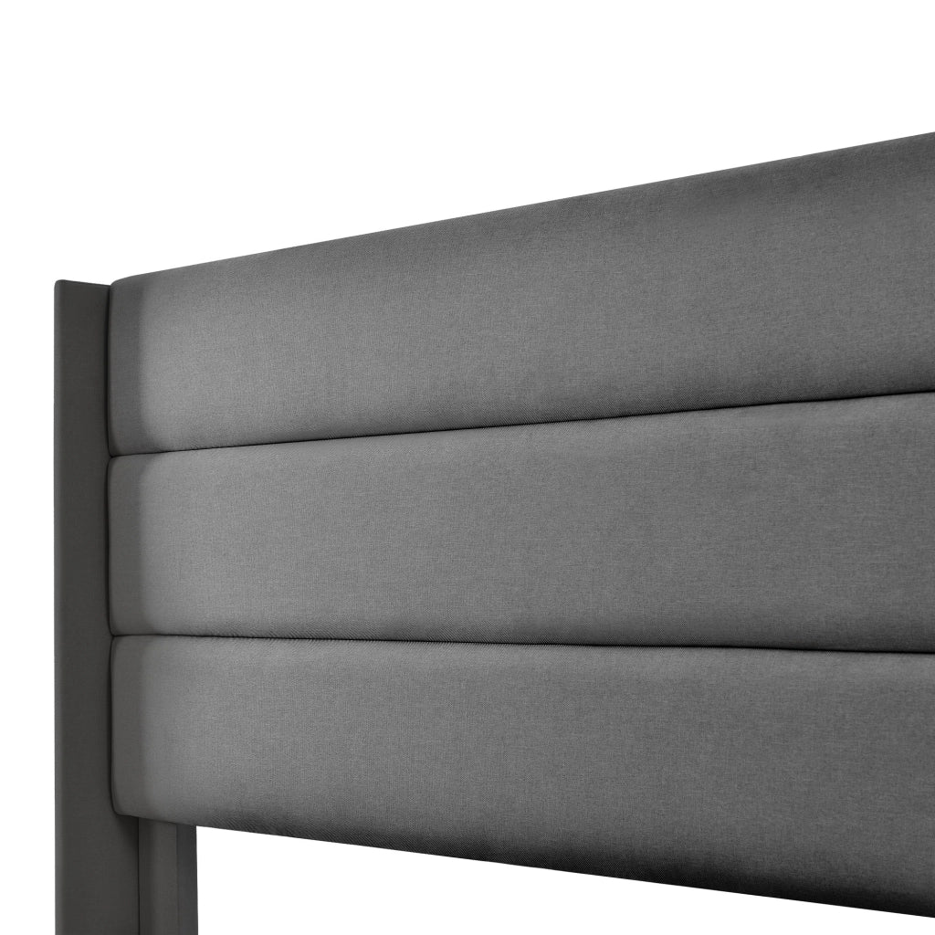 Letto Contenitore Letto Matrimoniale 140×200 cm con Testiera Imbottita e Vano; senza Materasso; Lino; Beige