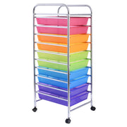 Carrello portaoggetti con ruote 32,5 x 37 x 86 cm con 10 cassetti estraibili pratico moderno in ferro colorato 20_0018563