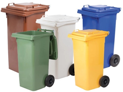 BIDONE QUADRATO CON RUOTE LT.120 VERDE 55X50XH94 CM