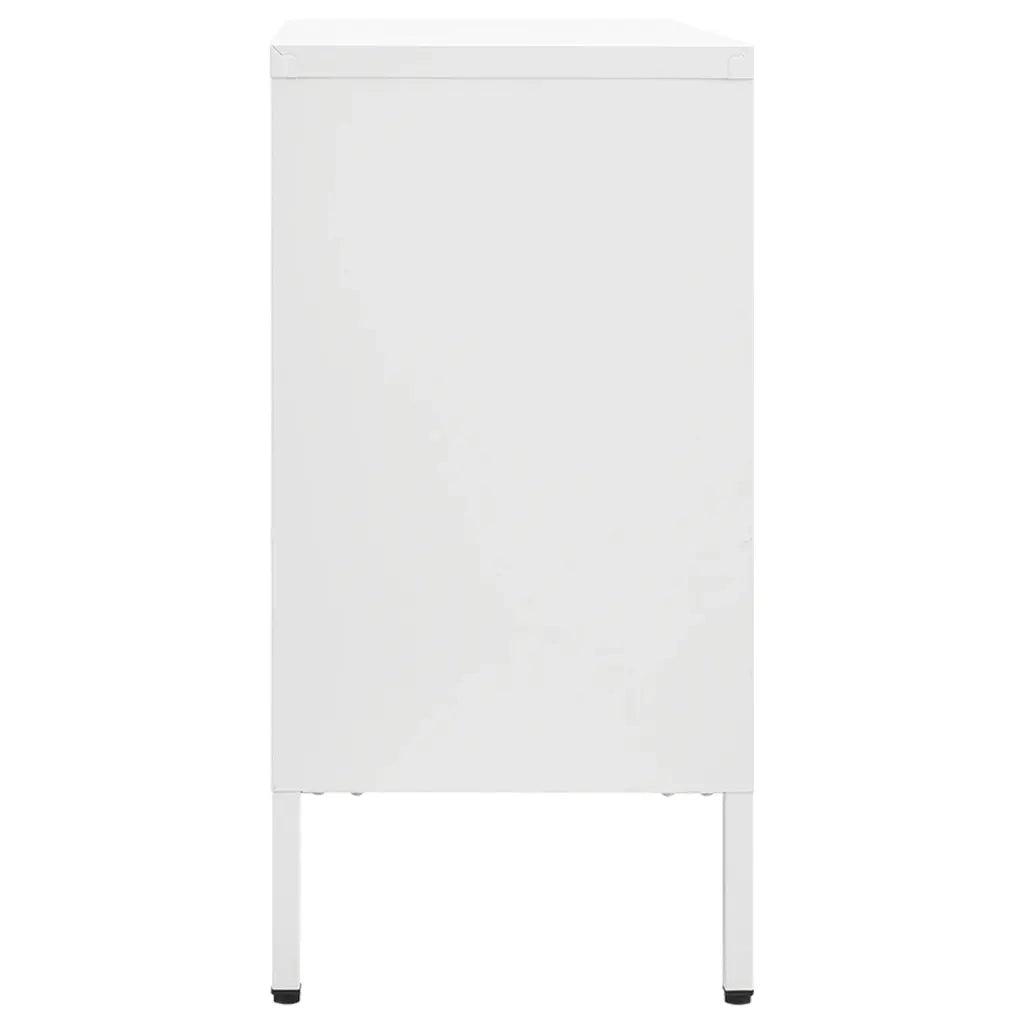 Credenza Bianca 105x35x70 cm in Acciaio e Vetro Temperato cod mxl 6546