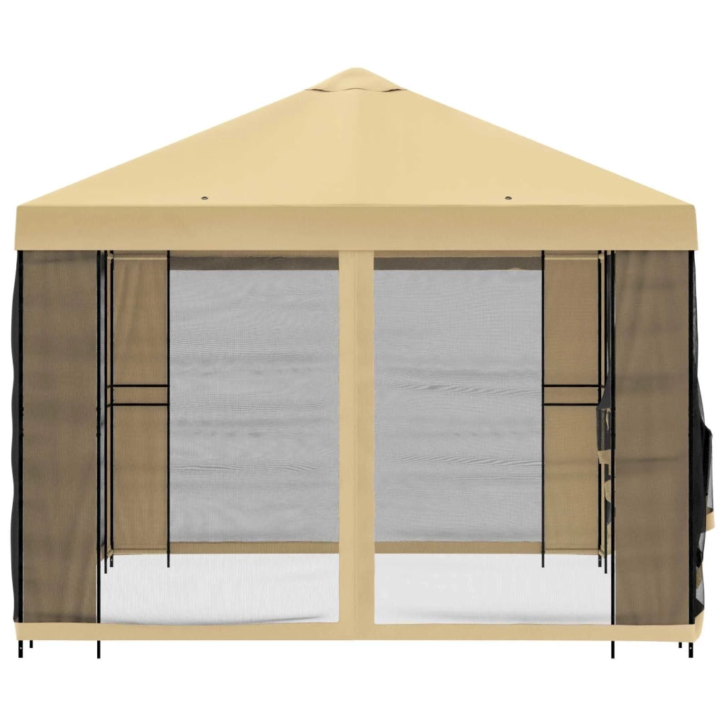 Gazebo da giardino con pareti laterali 4 × 3 m Crema 900386