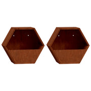 2 pz Fioriere | Cassetta per fiori | Vaso da Parete Ruggine in Acciaio Corten 46x10x40 cm
