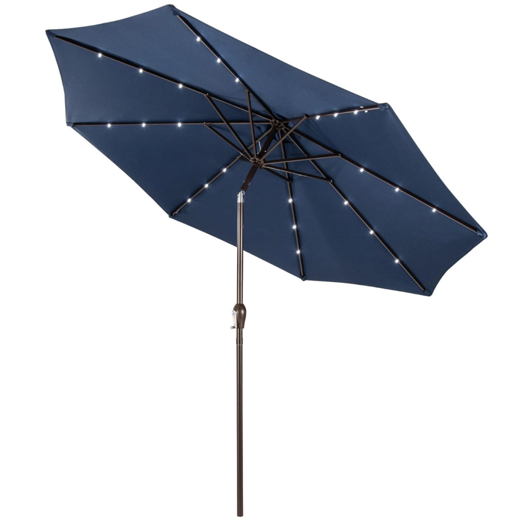 Ombrellone con luci LED da giardino in ferro ?300cm Parasole da esterno spaggia Blu