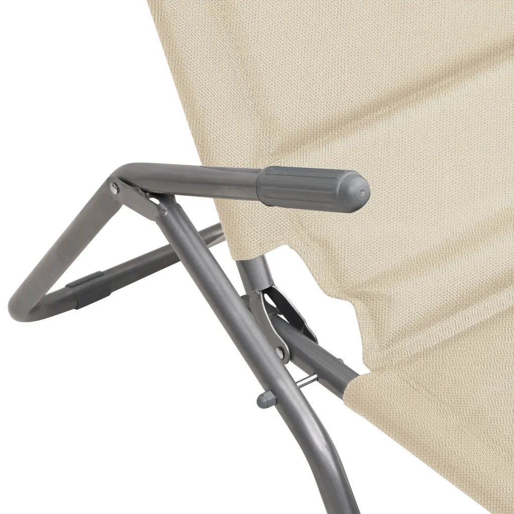 Sedie Pieghevoli 2pz Crema Textilene Acciaio Verniciato Polvere 360173