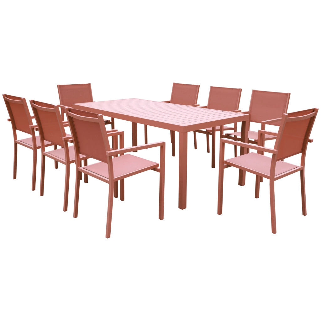 Set di mobili da giardino BARI in textilene terracotta 8 posti - alluminio terracotta
