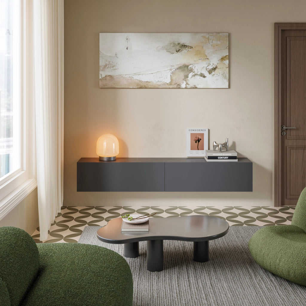 Mobile Pensile Evaton Porta TV da Parete 180 x 32 x 30 cm - Grigio Scuro Opaco [en.casa]
