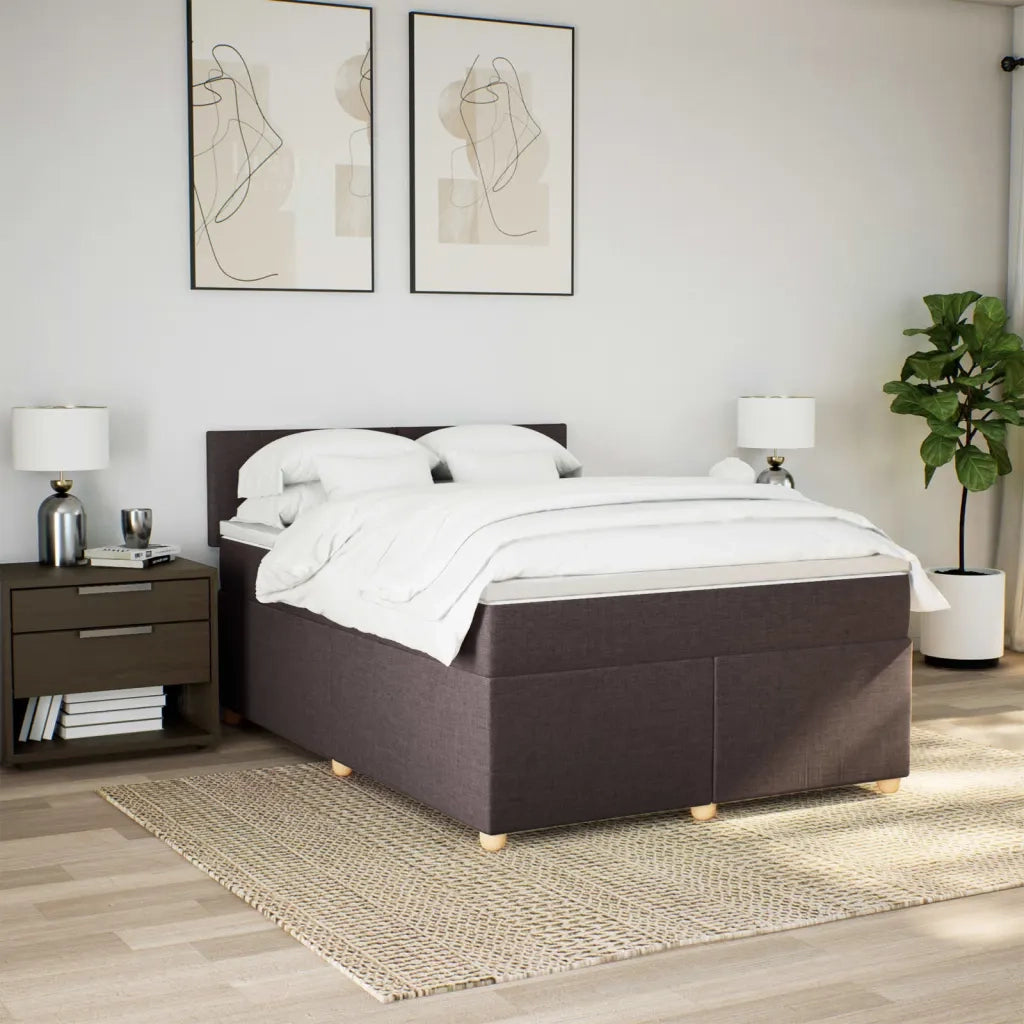 Giroletto a Molle con Materasso Marrone Scuro 140x200cm Tessuto 3288999