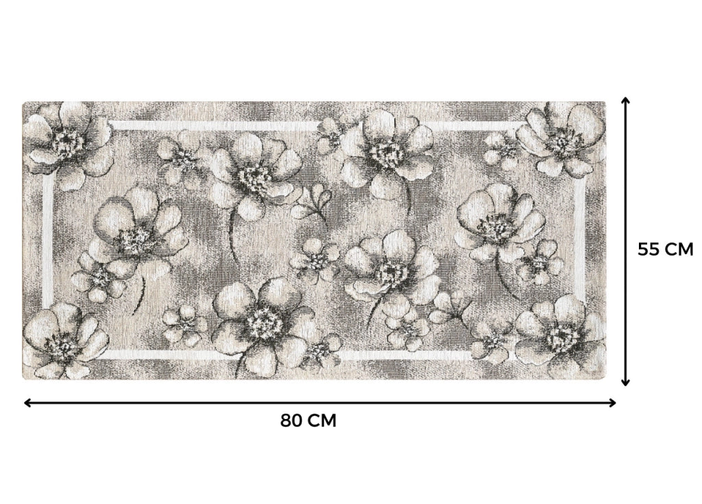 Tappeto Passatoia Cucina Corsia Retro Antiscivolo Disegno Emily By Suardi - 55x80 - Grigio