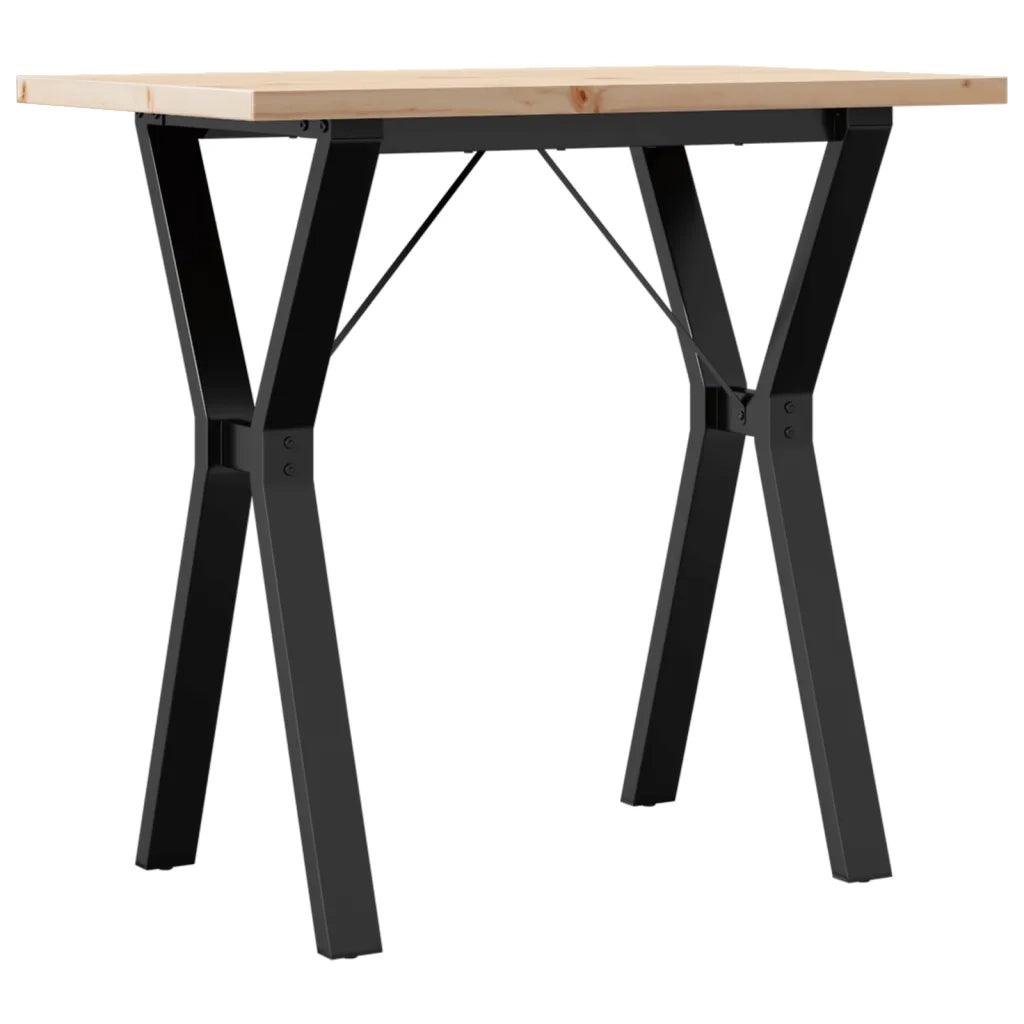 Tavolo da Pranzo Telaio a Y 80x50x75,5 cm Legno Pino e Acciaio