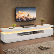 Mobile TV con LED ¨C MINIMAL ¨C Bianco Lucido, 2 Ante, 1 Cassetto, 175x38x45 cm