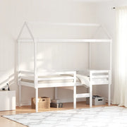 Letto a Soppalco con Tetto Bianco 90x200 cm in Legno di Pino 3282133
