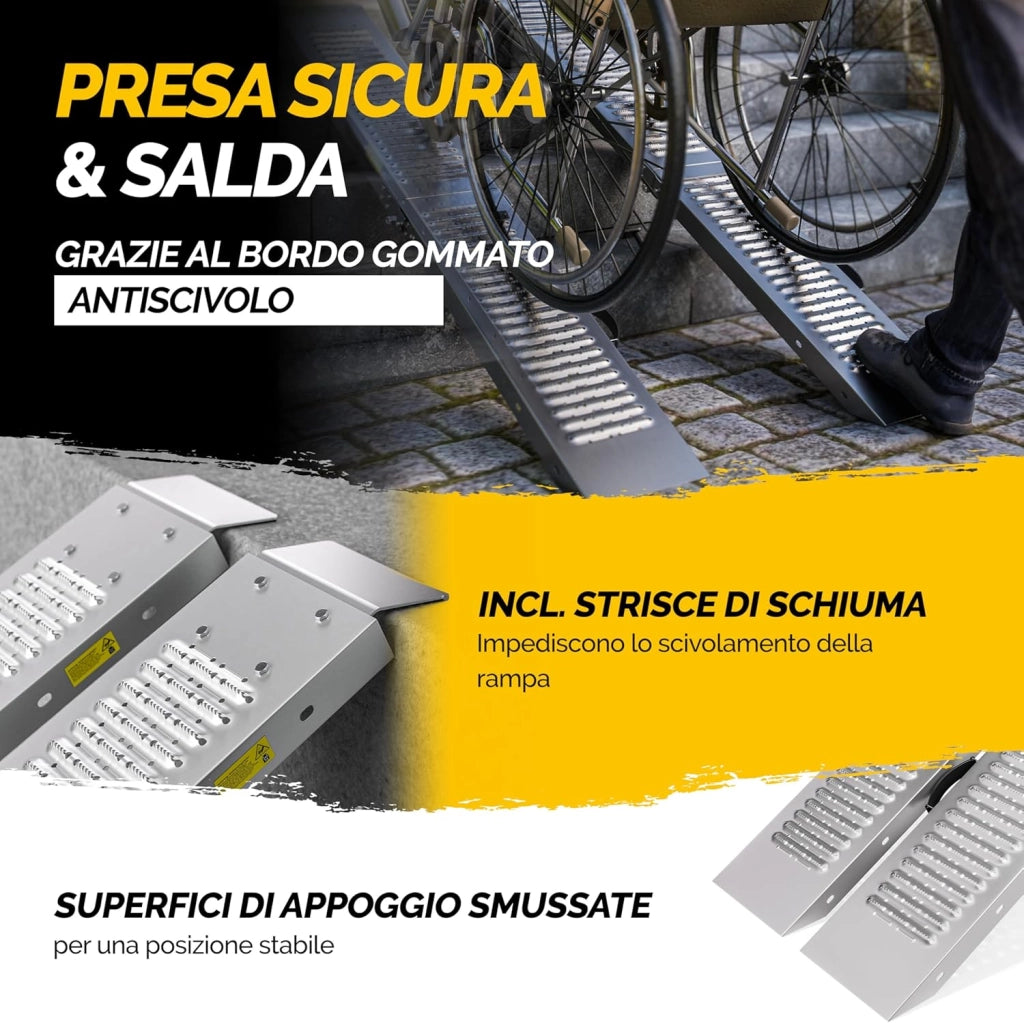 2x Rampa di Carico Pieghevole Max. 400kg Acciaio Zincato Antiscivolo Pedane Moto Quad