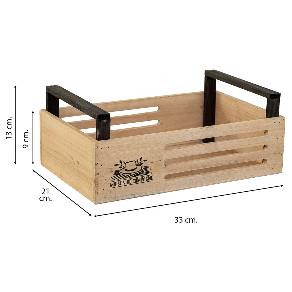 Cesto in legno marrone 33x21x9/13 h
