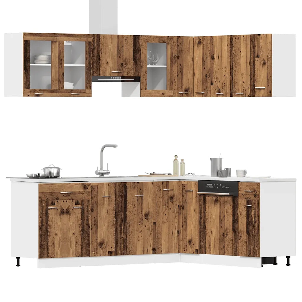 Set di Mobili da Cucina 11 pz Lyon Legno Antico in Truciolato 3328575
