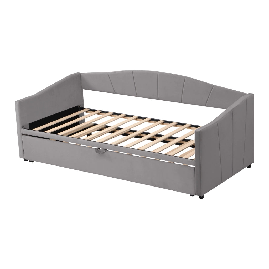 Letto sofa estraibile in velluto grigio 180x200 cm