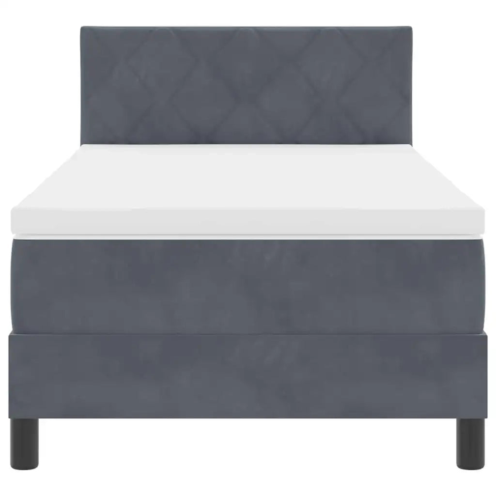 Letto a molle con materasso-Struttura Letto con Materasso Grigio scuro 100 x 200 cm Velluto 290638