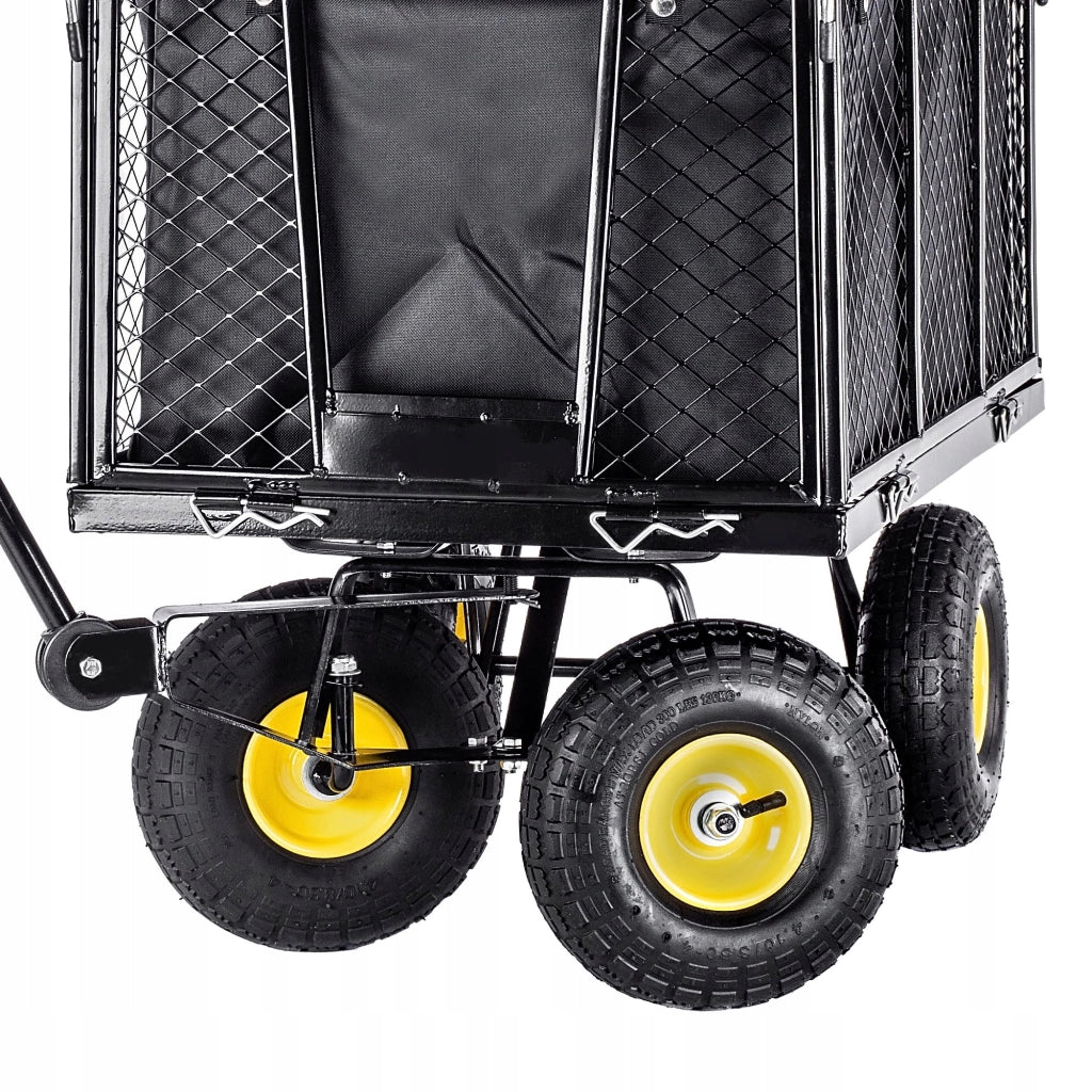 Carrello da giardino KADAX con carriola, rimorchio per trasporto, portata 450 kg, con telone, grande.