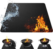 Tappetino di Protezione per Cestino da Fuoco 100 x 100 cm Quadrato 3 Strati Resistente al Calore con Bordo Nero per BBQ Campeggio Giardino Esterno
