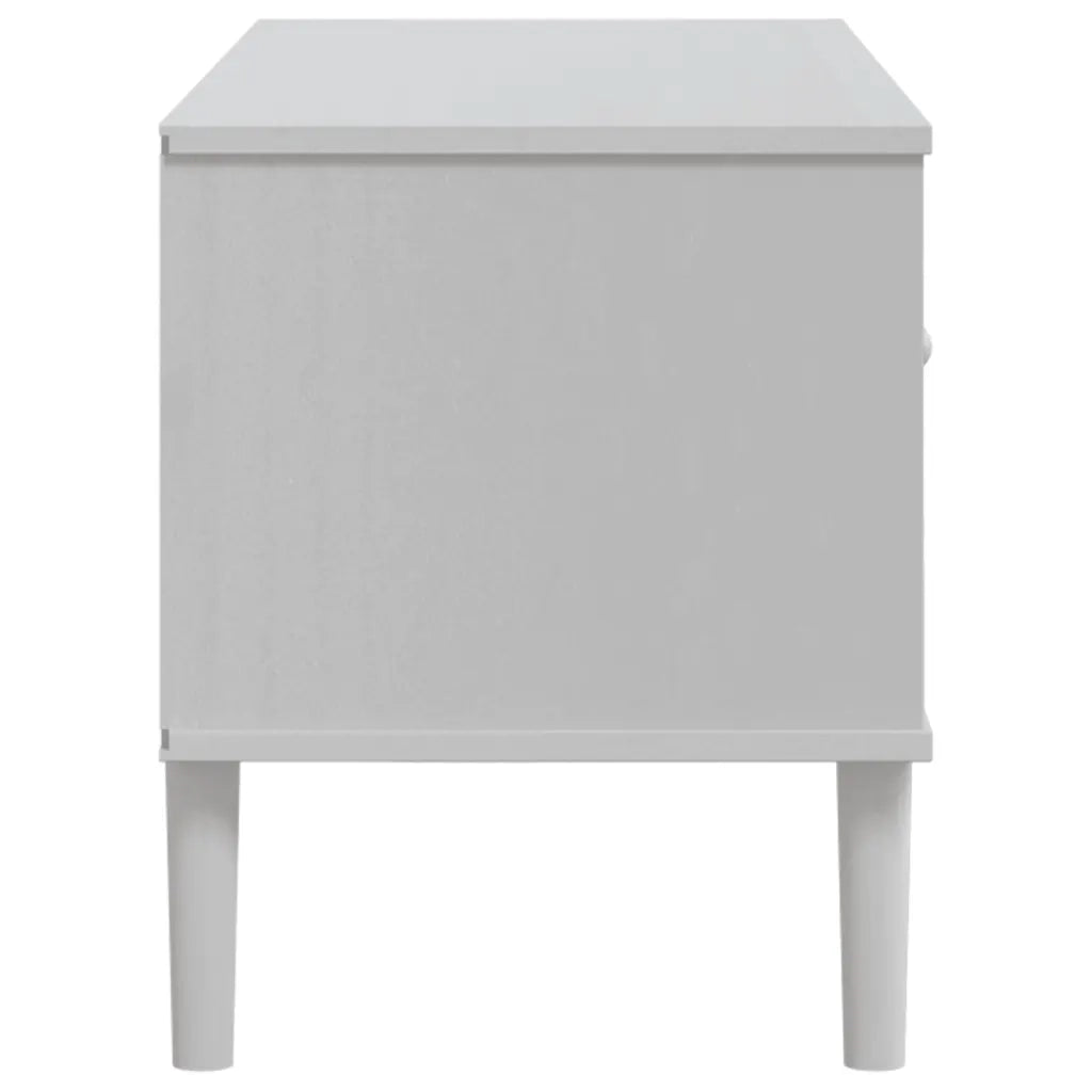 Mobile TV-Credenza per TV-Console TV SENJA Aspetto Rattan Bianco 106x40x49 Massello Pino