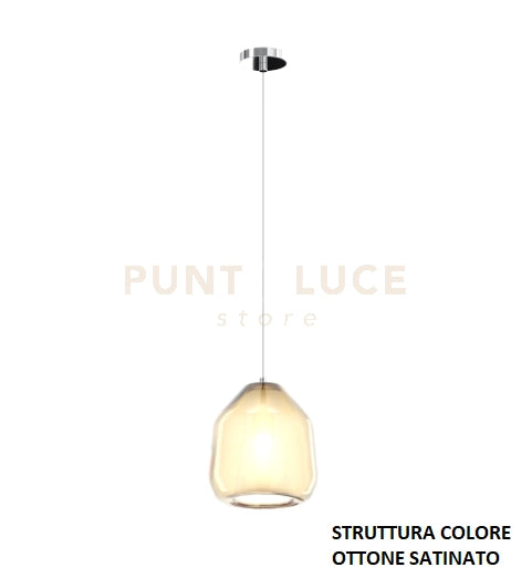 SOSPENSIONE OTTONE SAT. 1 LUCE VETRO BETA AMBRA 1176OS-S1 BETA-AM
