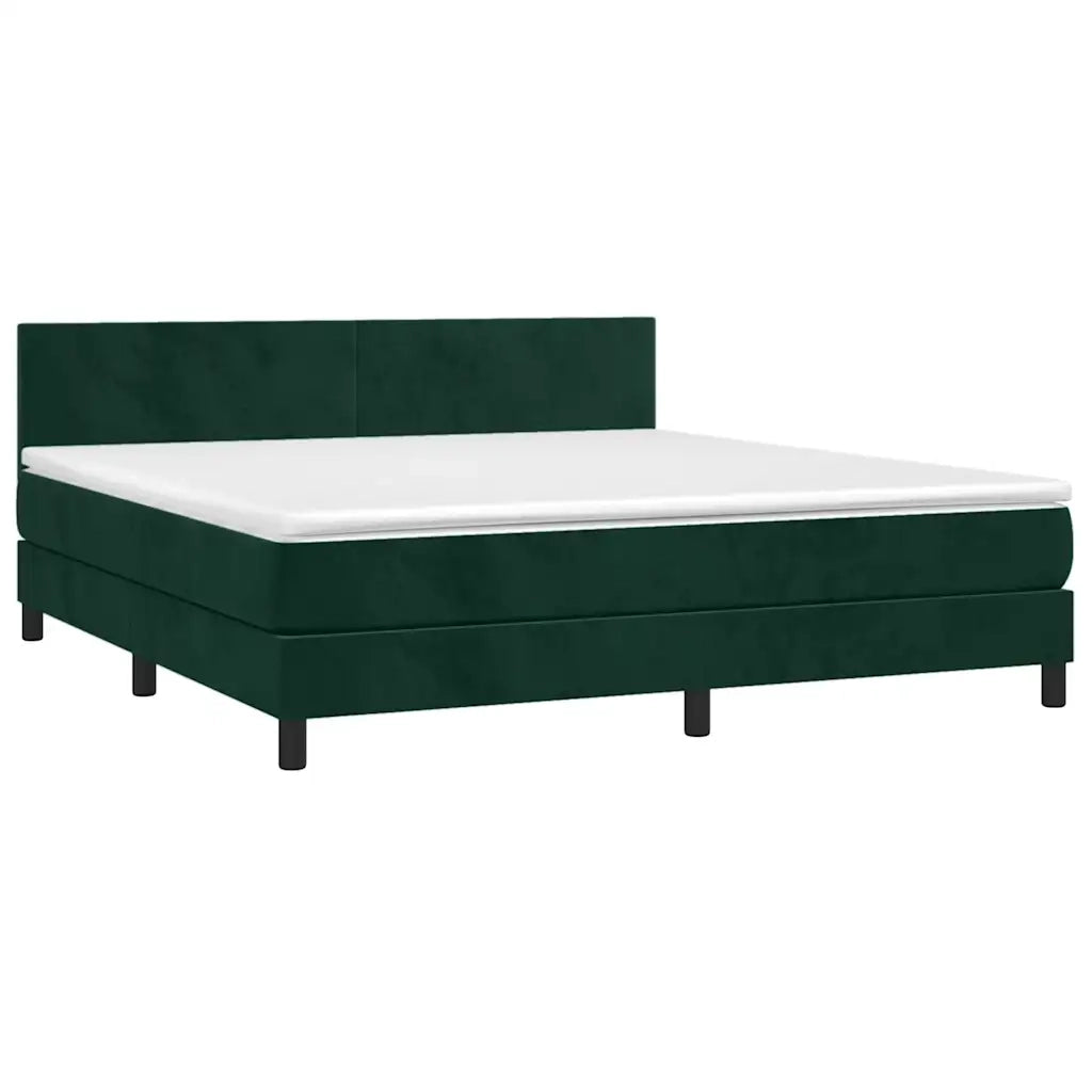 Letto a Molle con Materasso e LED Verde Scuro 160x200cm Velluto cod mxl 67728
