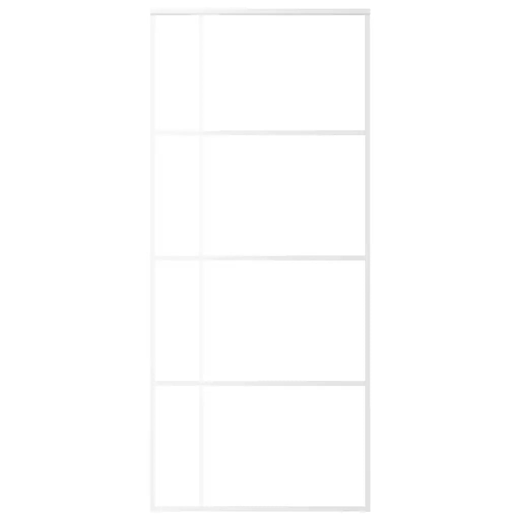 Porta Scorrevole in Vetro ESG e Alluminio 90x205 cm Bianca 151685