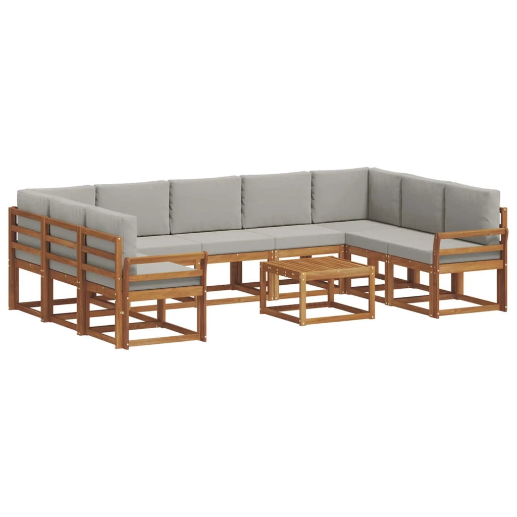 Set di divani da esterno 10 pcs Grigio Naturale e Chiaro