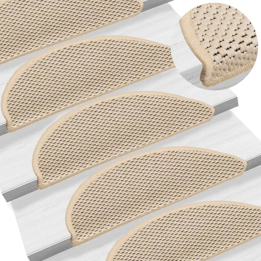 Tappeti Autoadesivi Scale Aspetto Sisal 15 pz 56x20 cm Crema cod mxl 76691