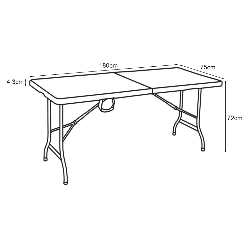 Tavolo pieghevole con piano rettangolare 180 x 75 x 72 cm nero 03_0011090