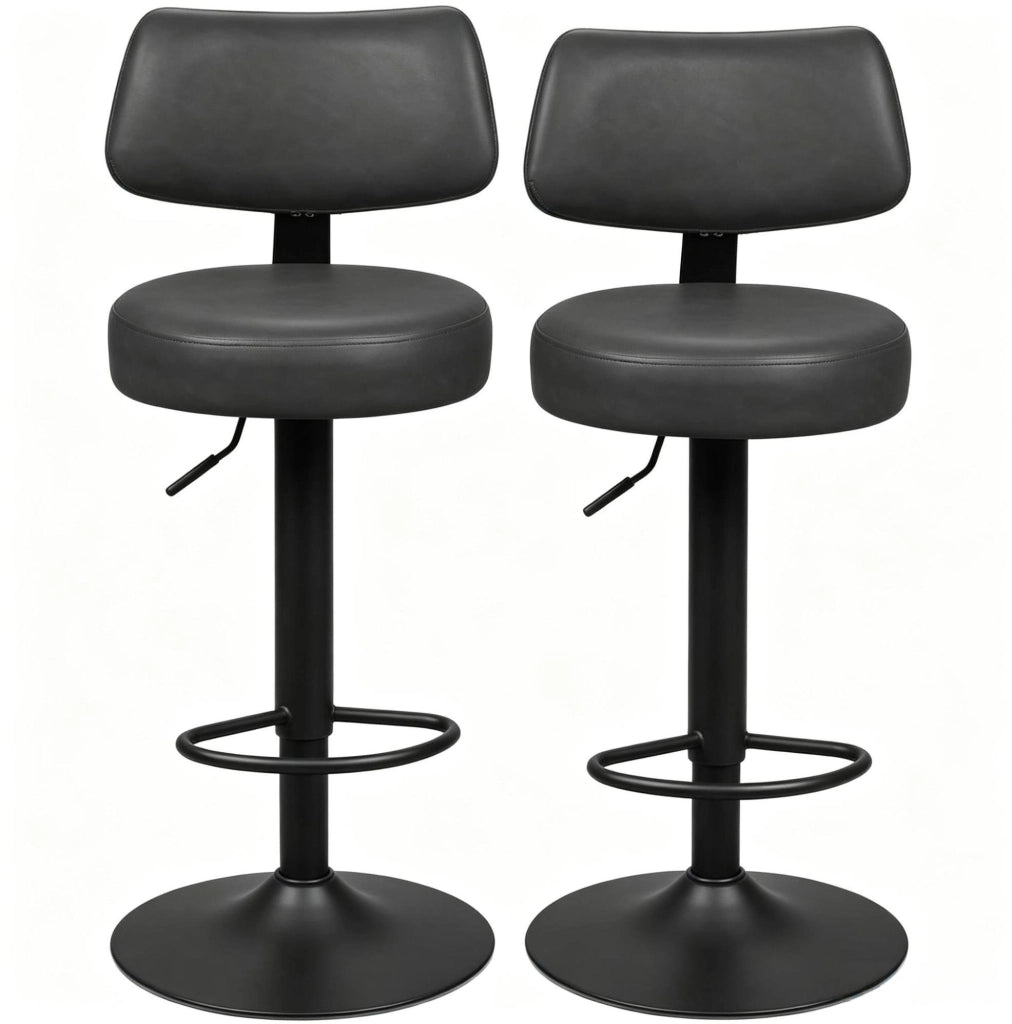 Sgabello da bar regolabile 41x41x84-109 cm in similpelle antracite, set da 2