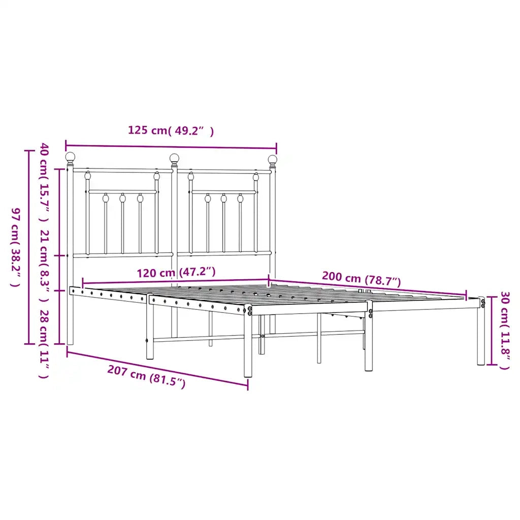 Giroletto con Testiera in Metallo Bianco 120x200 cm 353584