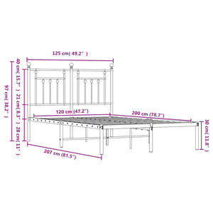 Giroletto con Testiera in Metallo Bianco 120x200 cm 353584