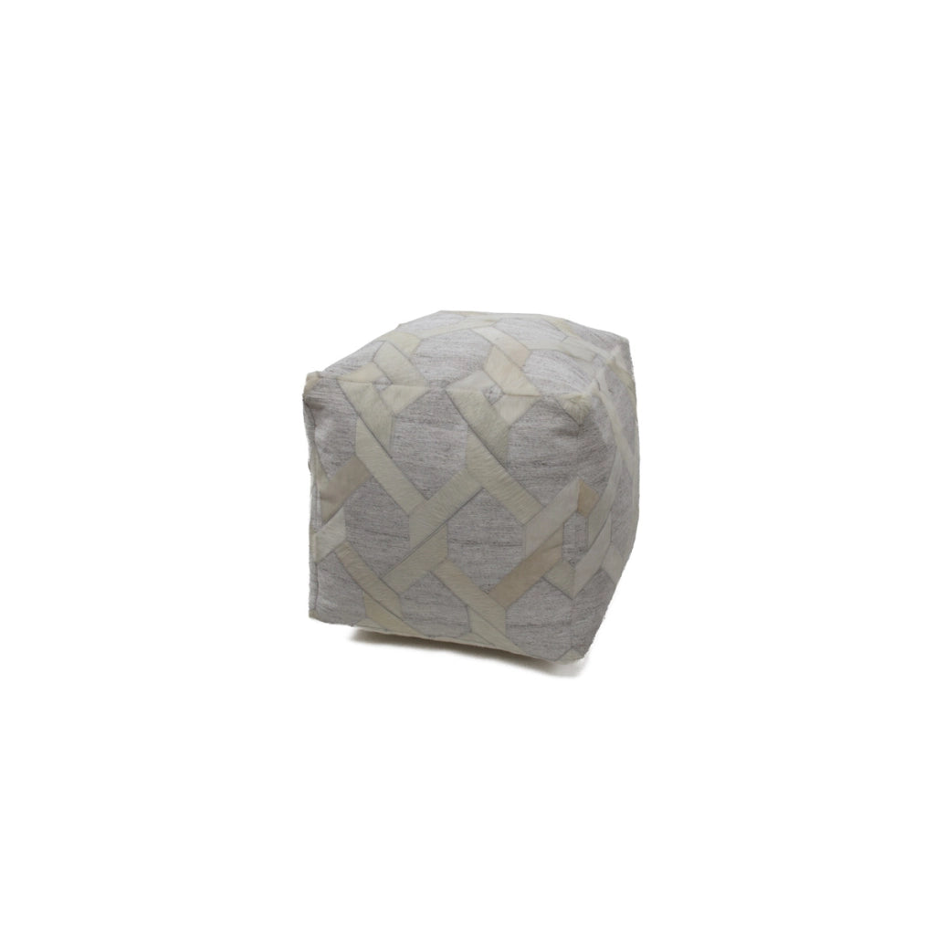 Pouf a cubo Chimera in pelle avorio