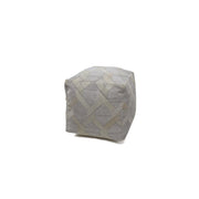 Pouf a cubo Chimera in pelle avorio